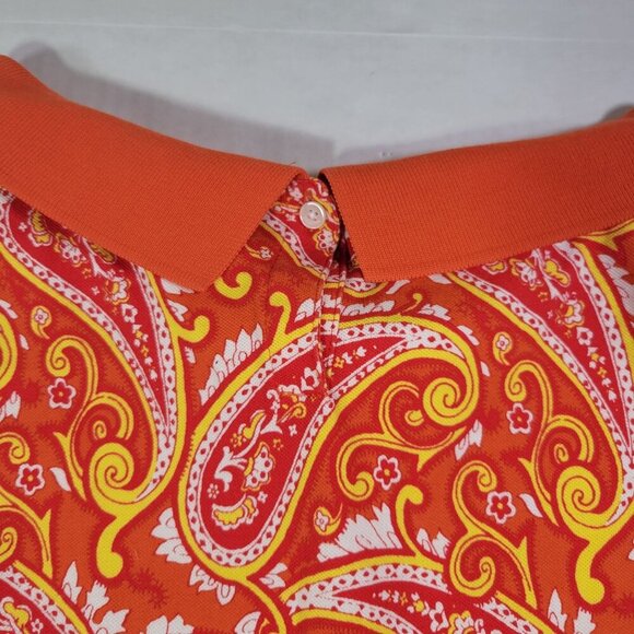 Talbots Women Red/Yellow Sleeveless Paisley Print Cotton Blend Collared Top Sz L - Picture 9 of 9